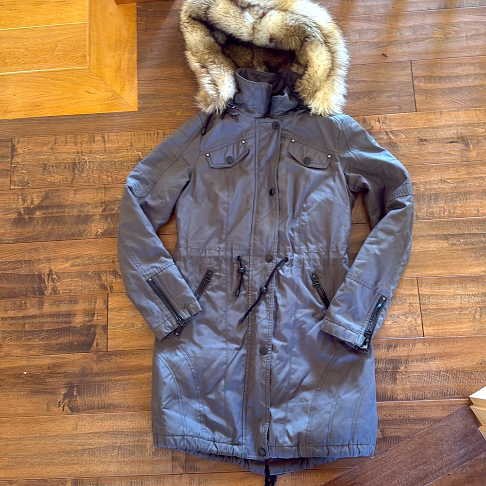 Faux Fur Hooded Winter Coat, XS